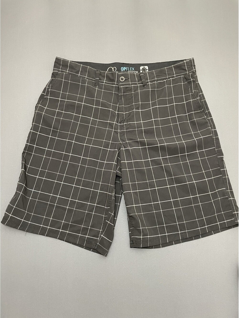 Ocean Pacific Op Flex 4 Way Stretch Men's Golf Shorts Black Plaid Size 36